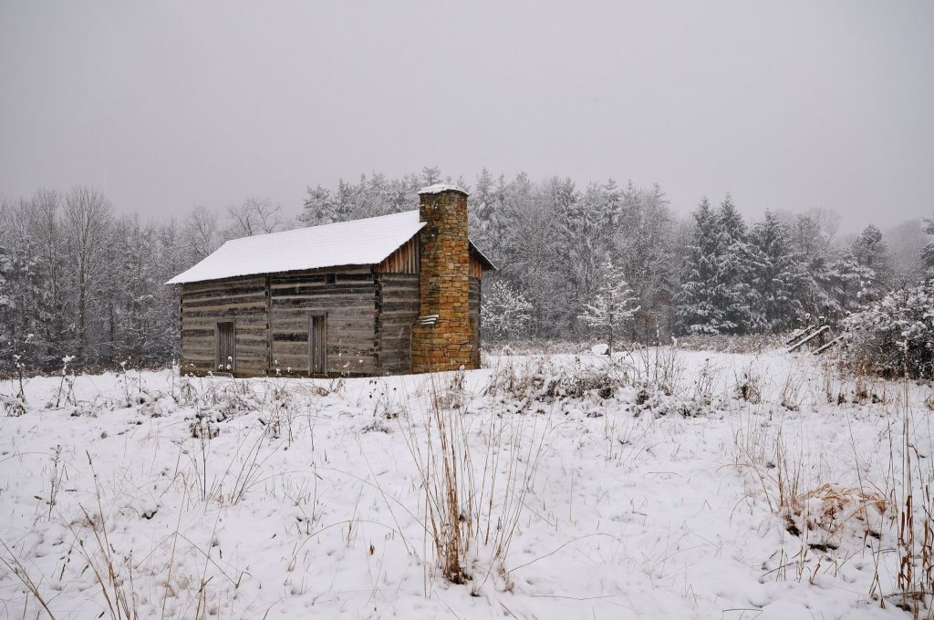 Abner Hollow Cabin on a winter's dad.
